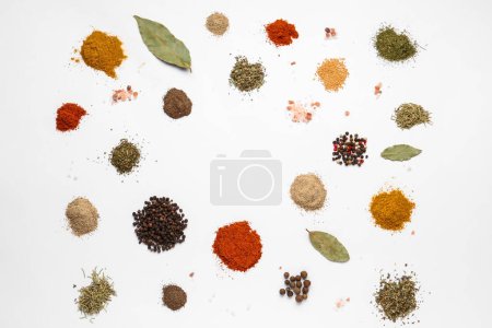 Photo for Frame made of fresh aromatic spices on light background - Royalty Free Image
