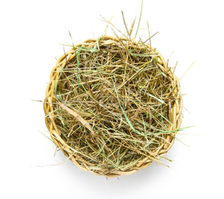 Photo for Straw in basket on white background - Royalty Free Image