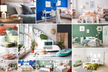 Photo for Collage of stylish bedroom interiors - Royalty Free Image