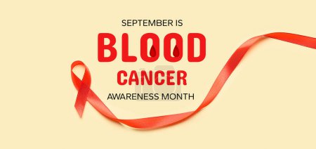 Photo for Banner for Blood Cancer Awareness Month with red ribbon - Royalty Free Image