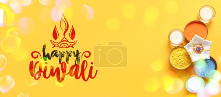 Photo for Long banner for Indian holiday Diwali (Festival of lights) - Royalty Free Image