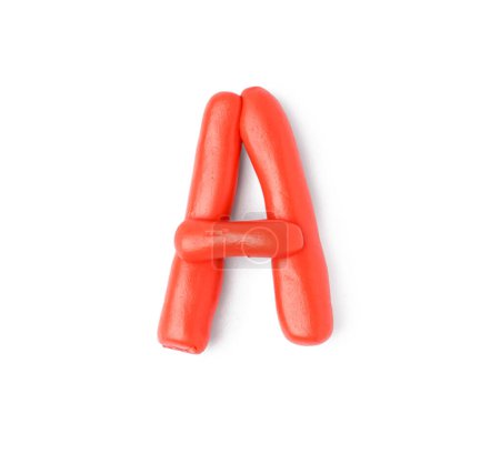 Photo for Letter A made of play dough on white background - Royalty Free Image