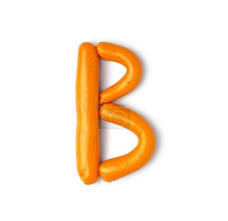 Photo for Letter B made of play dough on white background - Royalty Free Image