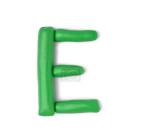 Photo for Letter E made of play dough on white background - Royalty Free Image