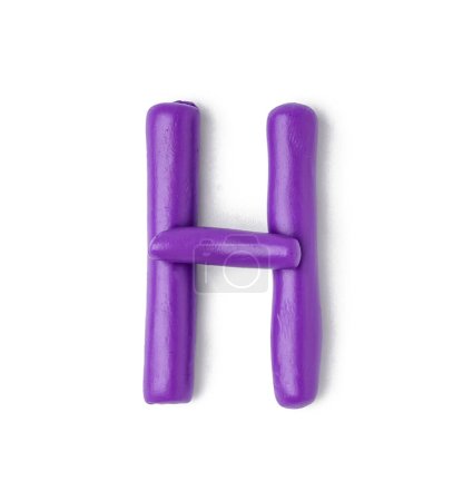 Photo for Letter H made of play dough on white background - Royalty Free Image