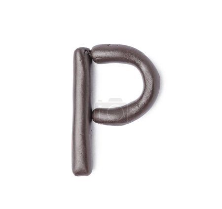 Photo for Letter P made of play dough on white background - Royalty Free Image