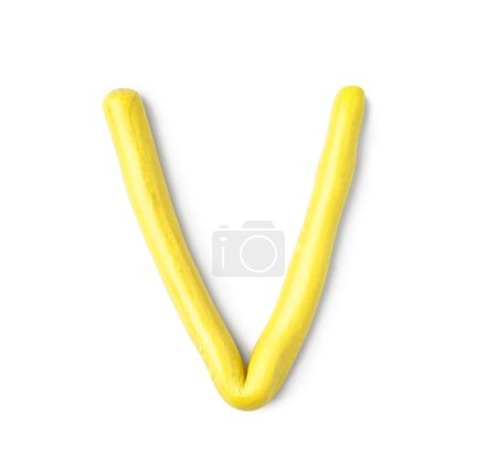 Photo for Letter V made of play dough on white background - Royalty Free Image