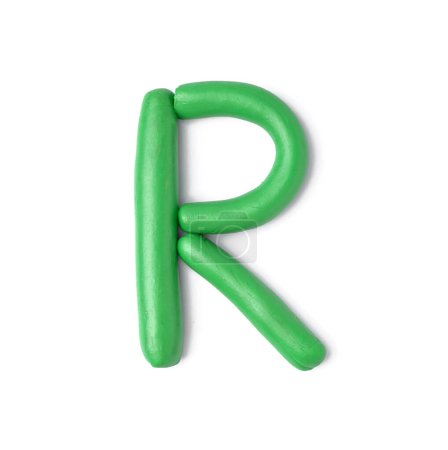 Photo for Letter R made of play dough on white background - Royalty Free Image