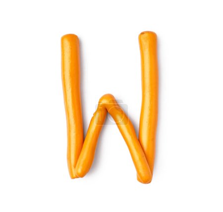 Photo for Letter W made of play dough on white background - Royalty Free Image