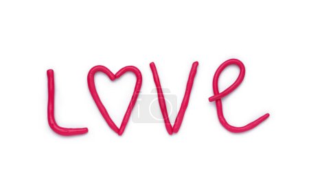 Photo for Word LOVE made of play dough on white background - Royalty Free Image