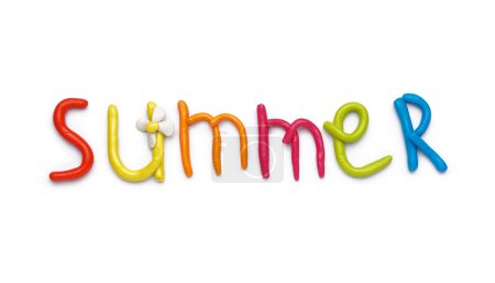 Photo for Word SUMMER made of play dough on white background - Royalty Free Image