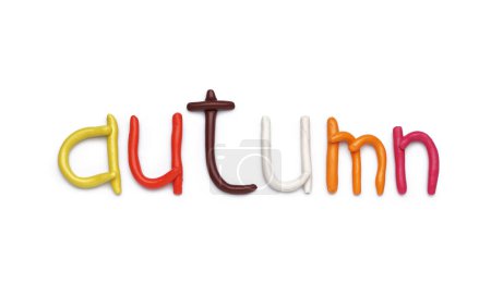 Photo for Word AUTUMN made of play dough on white background - Royalty Free Image