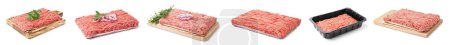 Téléchargez les photos : Ensemble de viande hachée sur fond blanc - en image libre de droit