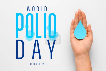 Téléchargez les photos : Bannière pour la Journée mondiale de la polio avec goutte de papier à main féminine - en image libre de droit