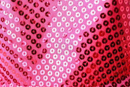 Photo for Closeup view of coral fabric with shiny sequins - Royalty Free Image