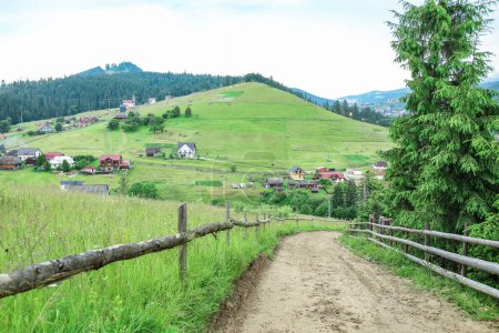 Photo for View of village in Carpathian Mountains, Ukraine - Royalty Free Image