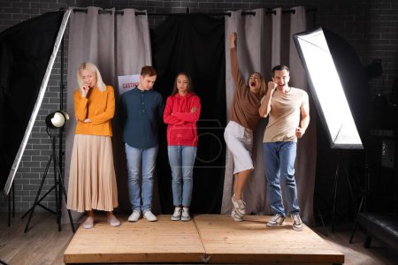 Photo for Actors casting on stage in audition room - Royalty Free Image