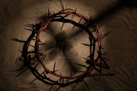 Photo for Crown of thorns on sand. Good Friday concept - Royalty Free Image
