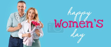Festbanner für Happy Women 's Day mit Paar mittleren Alters