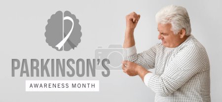 Photo for Banner for Parkinson's Awareness Month with senior man - Royalty Free Image