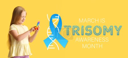 Téléchargez les photos : Bannière pour le mois de sensibilisation à la trisomie avec petite fille - en image libre de droit