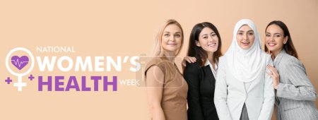 Banner für die Nationale Woche der Frauengesundheit mit einer Gruppe von Geschäftsfrauen