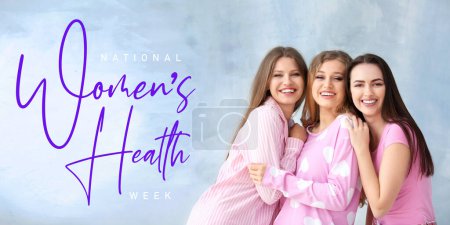 Téléchargez les photos : Bannière pour la Semaine nationale de la santé des femmes avec un groupe de femmes en pyjama - en image libre de droit