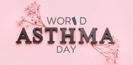 Téléchargez les photos : Bannière pour la Journée mondiale de l'asthme avec des fleurs - en image libre de droit