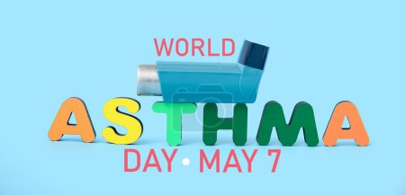 Téléchargez les photos : Bannière pour la Journée mondiale de l'asthme avec inhalateur - en image libre de droit