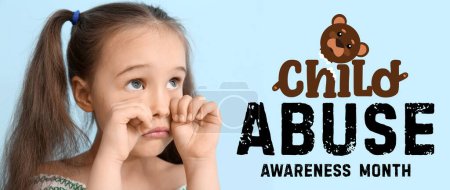 Awareness banner for National Child Abuse Prevention Month with crying little girl
