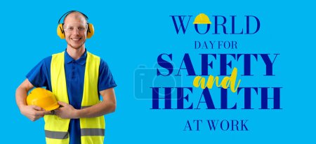 Banner for World Day for Safety and Health at Work with architect