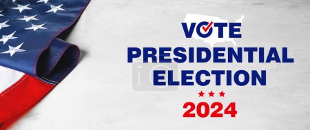 Banner for USA presidential election 2024 with American flag