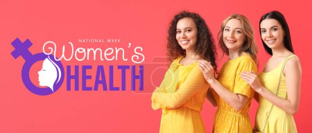 Banner für die Nationale Frauengesundheitswoche mit einer Gruppe schöner Damen