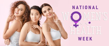 Banner für die Nationale Frauengesundheitswoche mit einer Gruppe schöner Damen