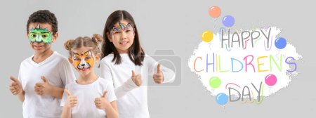 Photo for Banner for Happy Children's Day with group of cute kids with face paintings - Royalty Free Image