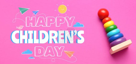 Festive banner for Children's Day with toy
