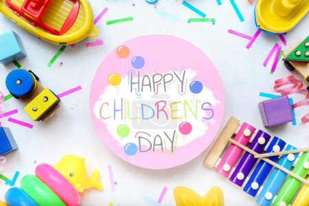 Banner festivo para el Día del Niño con juguetes
