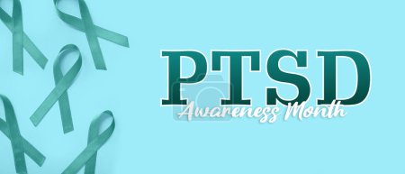 Photo for Ribbons on color background. Post-Traumatic Stress Disorder Awareness Month - Royalty Free Image
