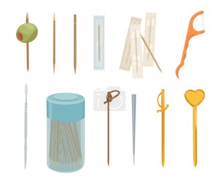 Illustration for Set of different toothpicks on white background - Royalty Free Image