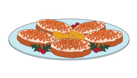 Téléchargez les illustrations : Sandwichs savoureux au caviar rouge sur fond blanc - en licence libre de droit