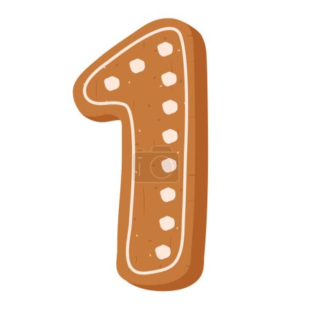 Téléchargez les illustrations : Biscuit au pain d'épice de Noël en forme de figure 1 sur fond blanc - en licence libre de droit