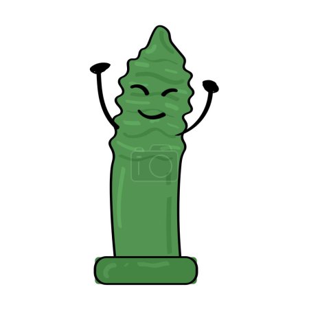Ilustración de Condón verde divertido sobre fondo blanco - Imagen libre de derechos