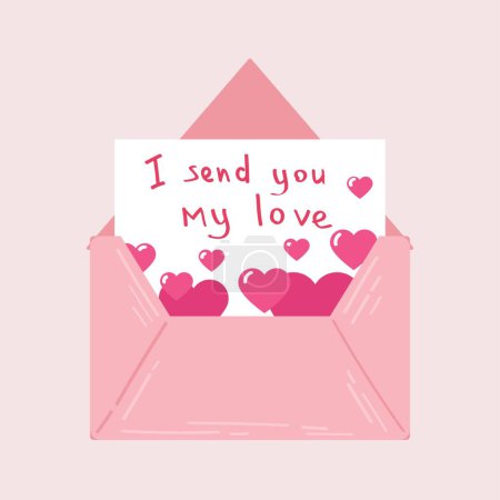 Illustration for Romantic letter for Valentine's Day on light pink background - Royalty Free Image