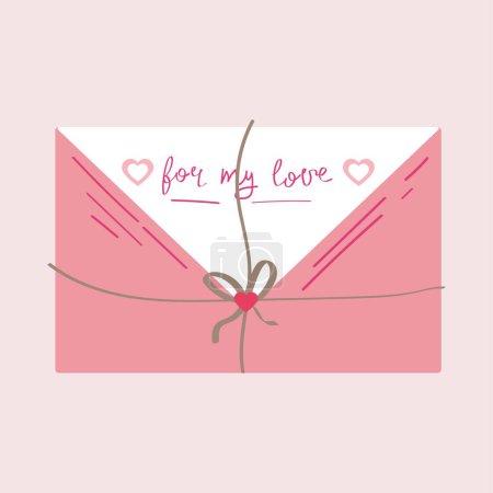 Illustration for Beautiful letter for Valentine's Day on light pink background - Royalty Free Image