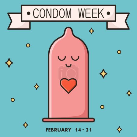 Illustration for Banner for National Condom Week on blue background - Royalty Free Image