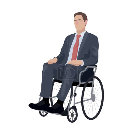 Téléchargez les illustrations : Homme d'affaires en fauteuil roulant sur fond blanc - en licence libre de droit