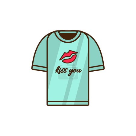 Téléchargez les illustrations : T-shirt élégant avec texte KISS YOU sur fond blanc - en licence libre de droit