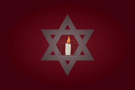 Illustration for David star and burning candle on red background. International Holocaust Remembrance Day - Royalty Free Image
