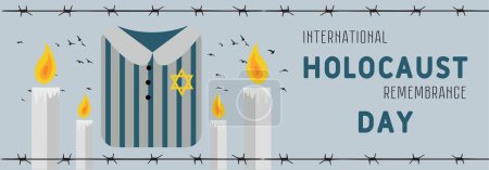 Ilustración de Banner con velas encendidas para el Día del Recuerdo del Holocausto - Imagen libre de derechos