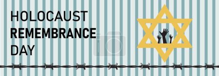 Illustration for Banner with David star and barbed wire for Holocaust Remembrance Day - Royalty Free Image